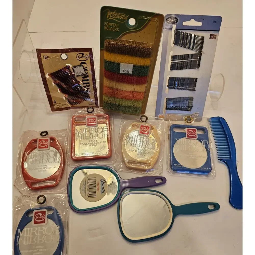 Vintage Goody Hair Care 80s Combs, Hand Mirrors, Ponytail, Clips Lot Of‎ 11pcs